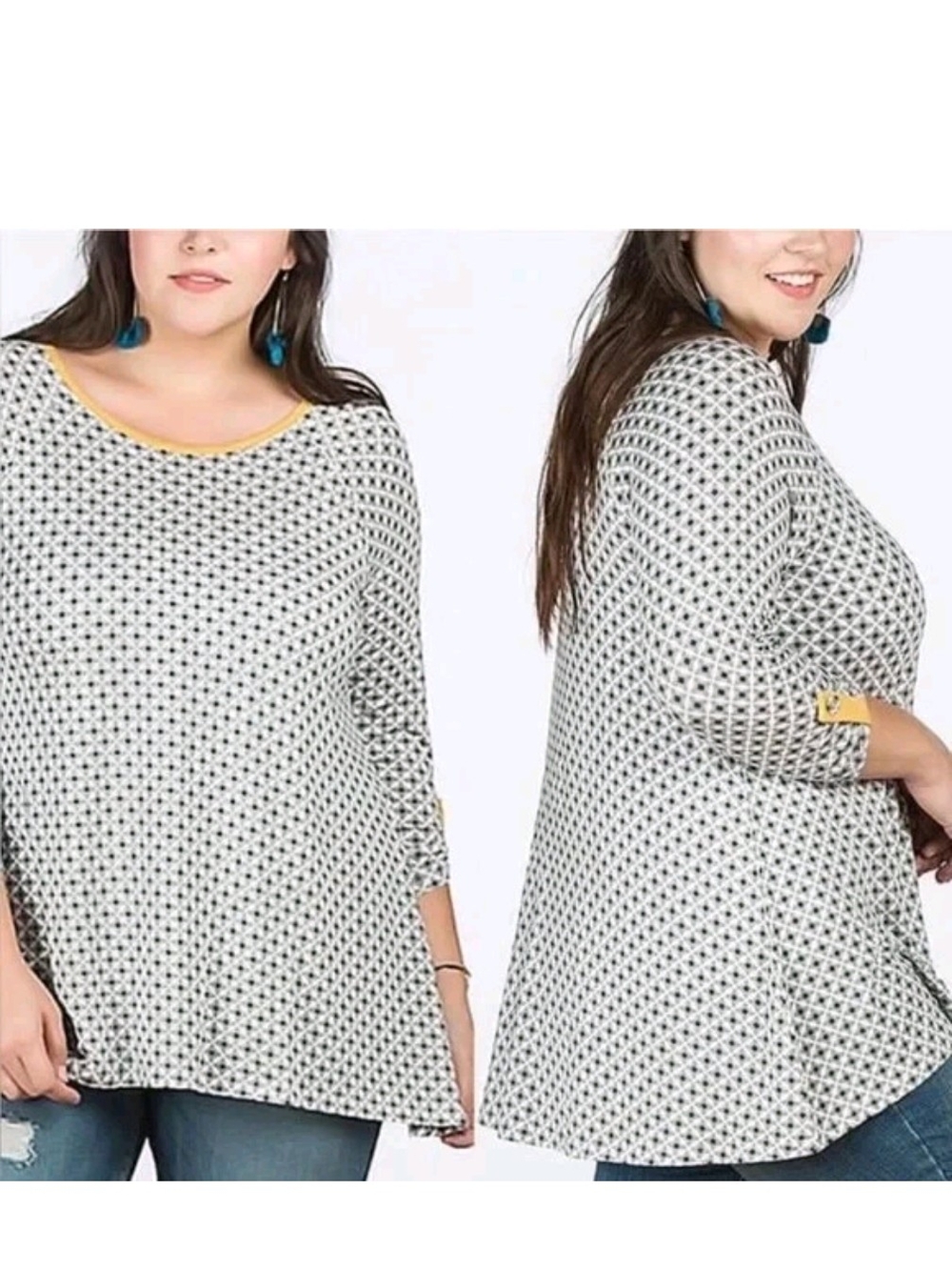 Women's Matilda Jane Believe Starstruck Roll Tab Sleeve Tunic Top Sz XL